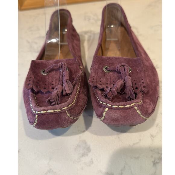 Lacoste Suede purple Driving Shoes boat shoes loafers flats size 7 preppy - Picture 3 of 7